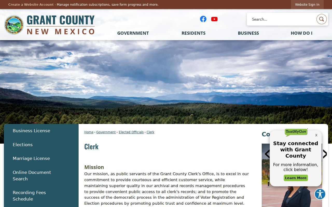 Grant County docket search distinction between County Clerk and state court records