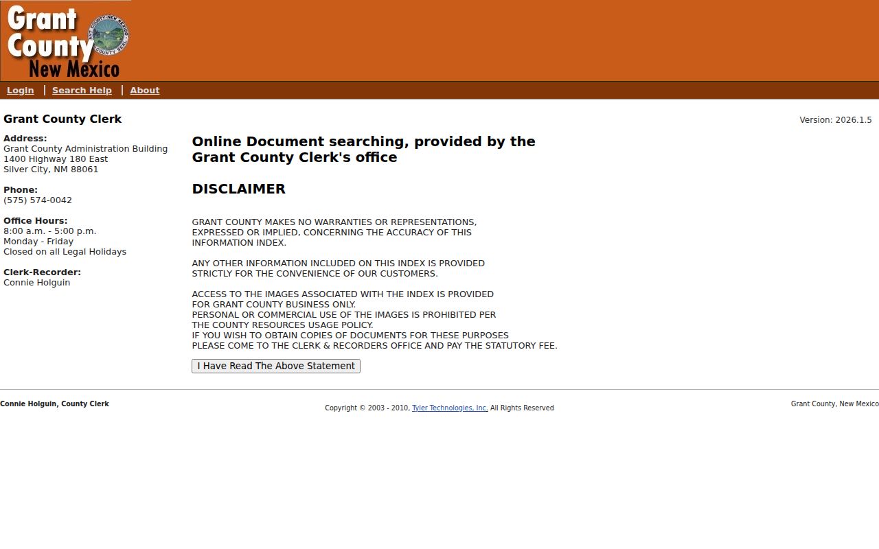 Grant County court case records distinction from County Clerk recorder search