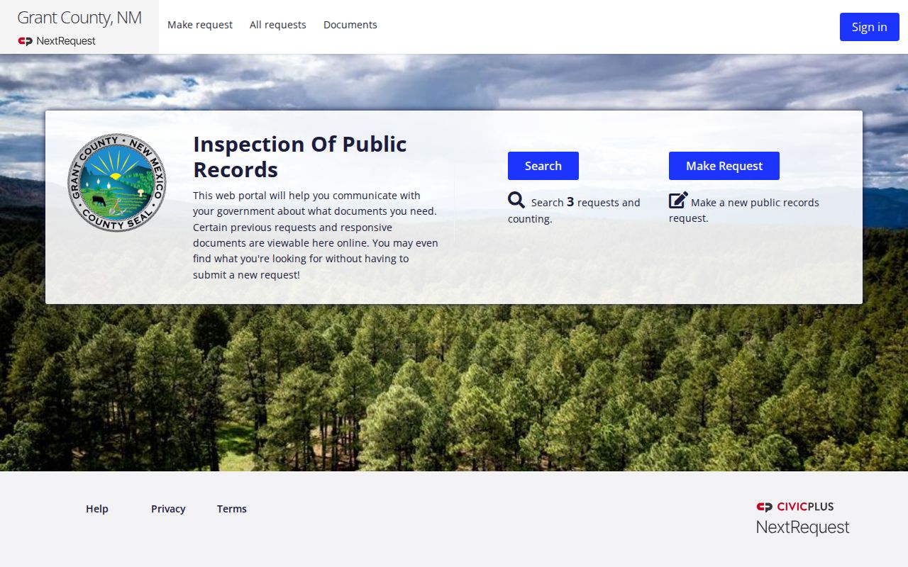 Grant County court case records public records request portal