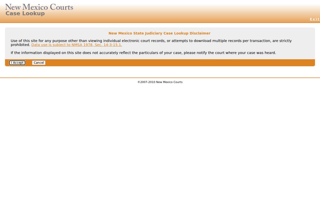 Grant County court docket New Mexico Case Lookup public search landing page