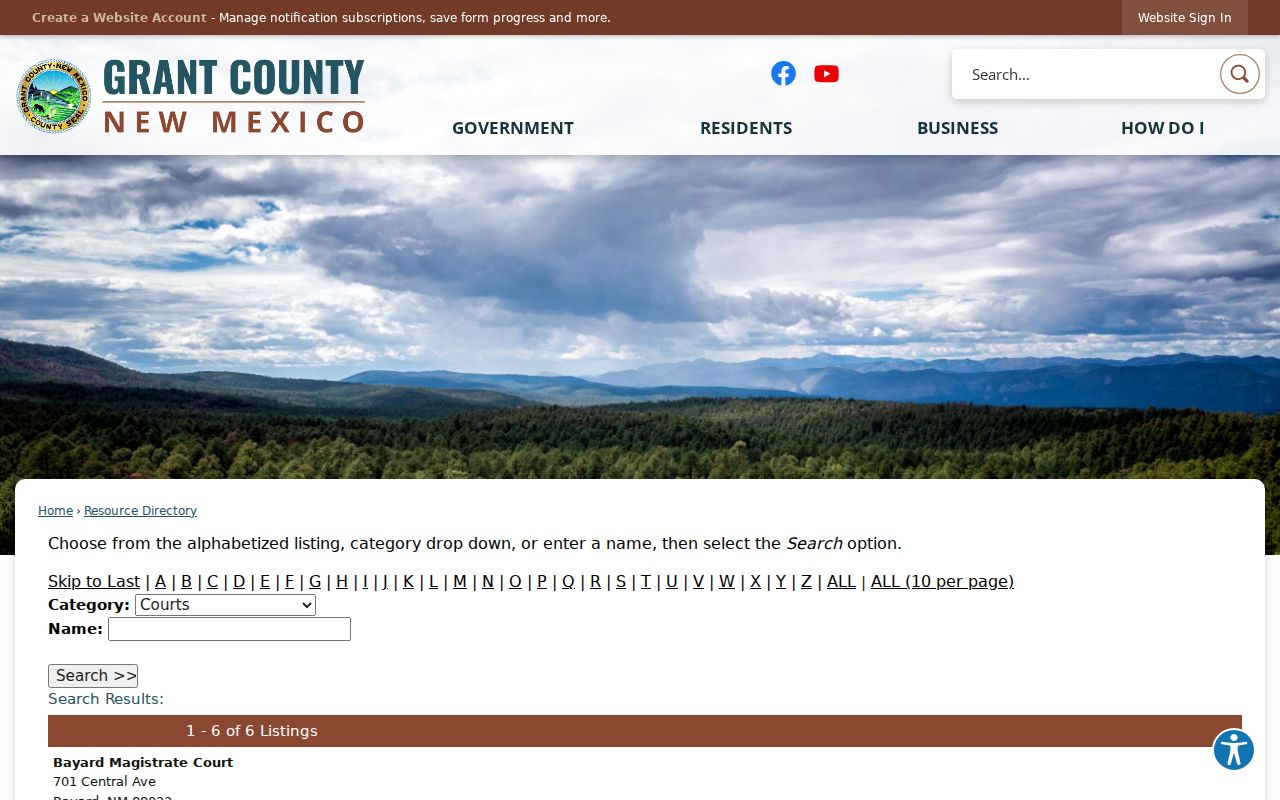 Santa Clara court records and Grant County court resource routing