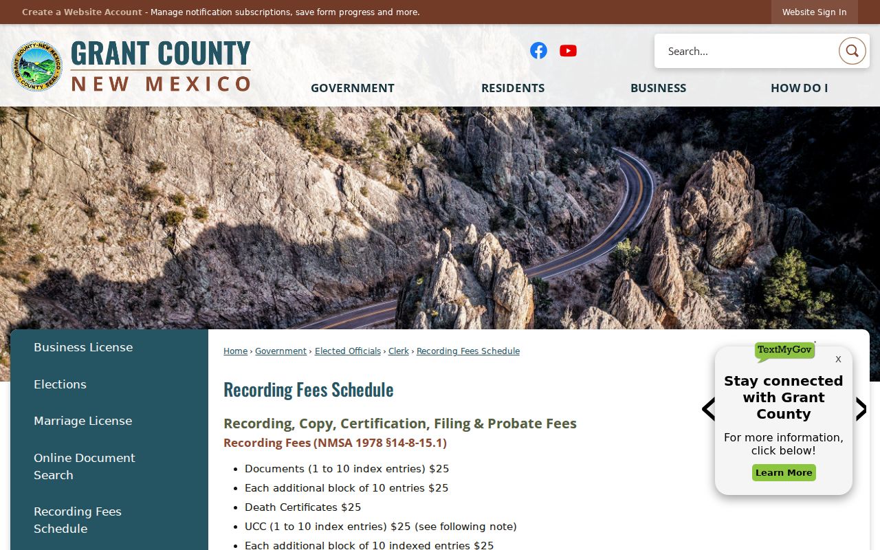 Grant County traffic court records distinction from County Clerk recording fees