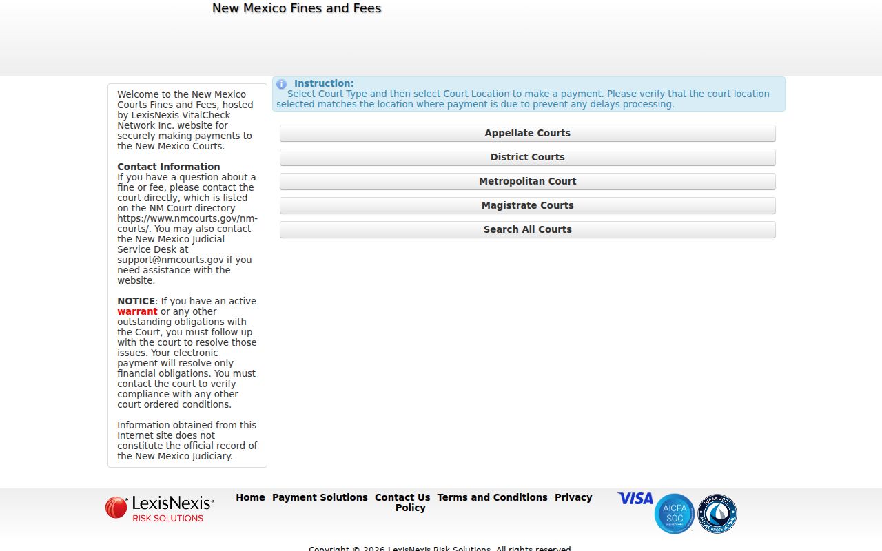 Grant County traffic court records New Mexico fines and fees payment portal